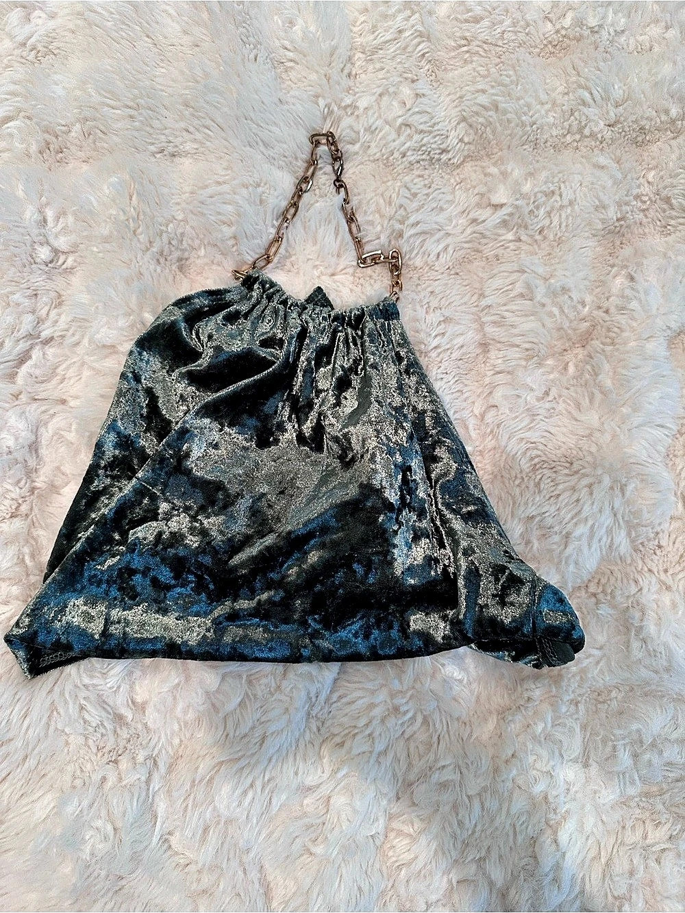 Just Polly Green velvet crop top